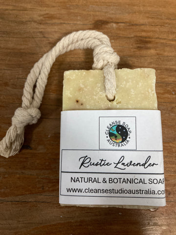 Rustic lavender soap on a rope