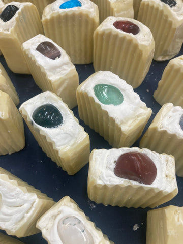 Organic Coconut cream and vanilla Gemstone soap (mystery stone pick)